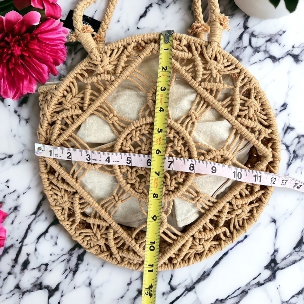 Shein NWT Hollow Out Circle Bag Neutral Color - Picture 3 of 14
